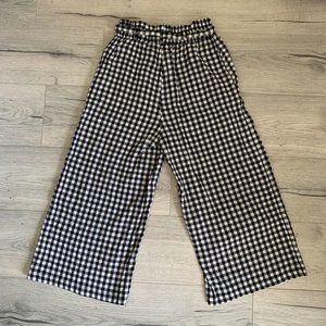 Black and White Wide Leg High Waist Pants SMALL